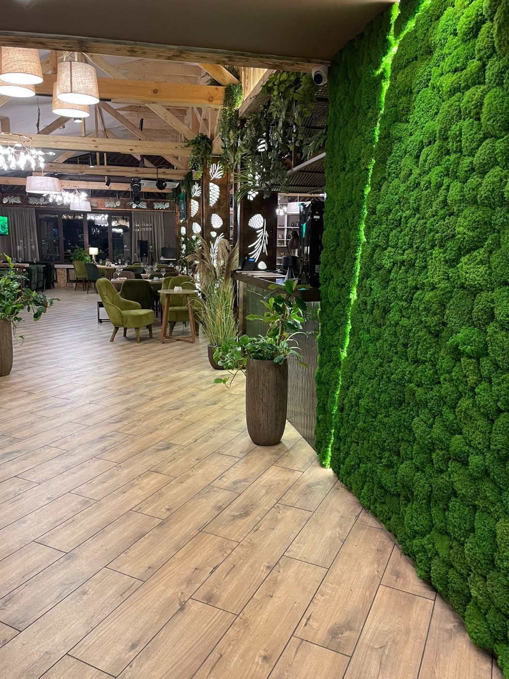 Restaurant moss wall